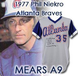1977 Phil Niekro Atlanta Braves Signed Game Worn Road Jersey HOF (MEARS A9) Earliest Knit!!!
