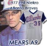 1977 Phil Niekro Atlanta Braves Signed Game Worn Road Jersey HOF (MEARS A9) Earliest Knit!!!