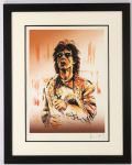 1998 Ronnie Wood Rolling Stones “Mick Jagger ‘98” 20x24 (29x33 Framed) Signed Digital & Screen Print On Velvet   Somerset Lithograph (JSA Full Letter) #244/250