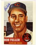 1953 Bob Feller Cleveland Indians Signed 8" x 10" 1953 Topps Blowup *JSA*