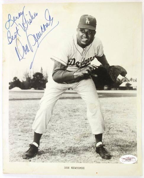 1949-57 Don Newcombe Brooklyn Dodgers Signed 8x10 B&W Photo *JSA*