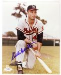 1957 Eddie Mathews Milwaukee Braves Signed 8x10 Color Photo *JSA*