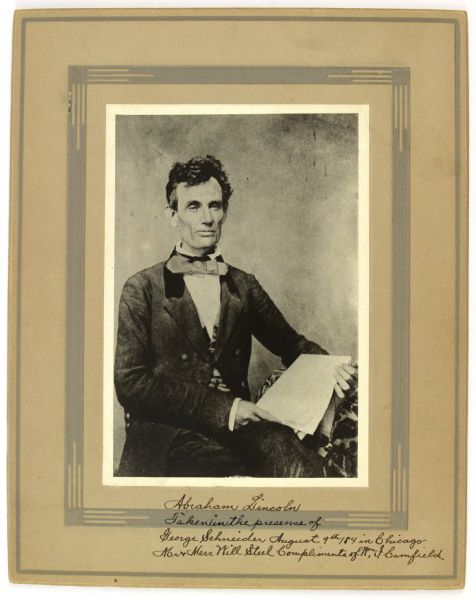 1864 Abraham Lincoln 4.5x6.5 Albumen On Decorative Cardboard Mount