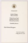 1981 (March 27) President Ronald Reagan White House Menu “Invitation To Baseball Hall of Famers”