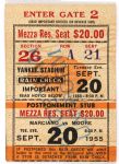 1955 (Sept. 20) Rocky Marciano vs. Archie Moore Heavyweight Championship Boxing Stub at Yankee   Stadium (VG)