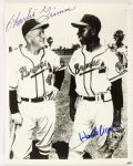 1954 Charlie Grimm Hank Aaron Milwaukee Braves Signed 8x10 B&W Photo  “Aaron’s 1st Spring   Training”