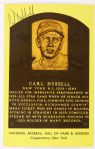 1970s Carl Hubbell New York Giants 3.5x5.5 Gold HOF Plaque Postcard (MEARS Auction/JSA LOA)