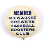 1940s Milwaukee Brewers American Association 1 1/4" Baseball Booster Club Pinback Button 