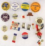 1930s-40s circa Pinback Button Collection - Lot of 18 w/ FDR, MacArthur, Dewey & More 