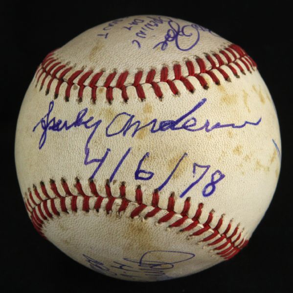 1978 (April 6) Sparky Anderson Johnny Bench Pete Rose Tom Seaver Ken Griffey George Foster Cincinnati Reds Signed ONL Feeney Riverfront Stadium Game Used Opening Day Baseball (MEARS LOA/JSA)