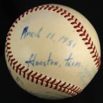 1951 (April 11) Ned Garver St. Louis Browns Single Signed OAL Harridge Game Used No Hit Baseball (MEARS LOA/JSA)