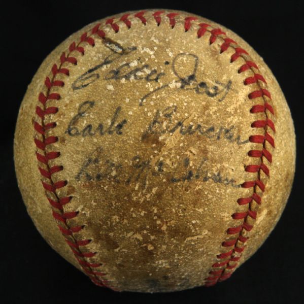 1948 Eddie Joost Earle Brucker Bill McCahan Philadelphia Athletics Signed ONL Frick Game Used Baseball (MEARS LOA/JSA)