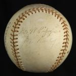 1943 (October 5) Stan Musial St. Louis Cardinals & Umpires Signed OAL Harridge Yankee Stadium World Series Game 1 Used Baseball (MEARS LOA/JSA)