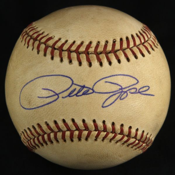 1974-76 Pete Rose Cincinnati Reds Single Signed ONL Feeney Game Used Baseball (MEARS LOA/JSA)