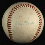 1956-58 Ernie Banks Chicago Cubs Single Signed OAL Harridge All Star Game Used Baseball (MEARS LOA/JSA)