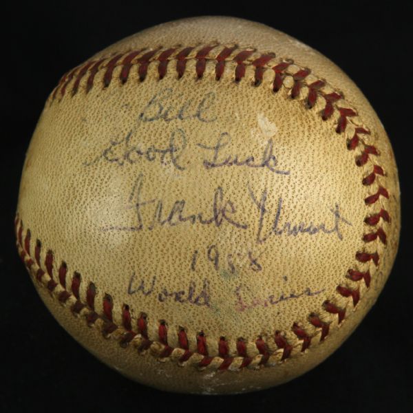 1958 Frank Umont Umpire Single Signed ONL Giles Milwaukee County Stadium World Series Game Used Baseball (MEARS LOA/JSA)
