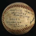 1935 (June 19) Philadelphia Colored Giants vs. Sorel ONL Heydler Montreal Stadium Game Used Baseball Signed by Herbert Gallagher (MEARS LOA)