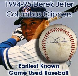 1994-95 Derek Jeter Columbus Clippers Single Signed OIL Mobley Game Used Baseball (MEARS LOA/JSA)