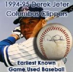 1994-95 Derek Jeter Columbus Clippers Single Signed OIL Mobley Game Used Baseball (MEARS LOA/JSA)