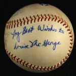 1960-69 Frank Crosetti New York Yankees Single Signed OAL Cronin Game Used Baseball (MEARS LOA/JSA)