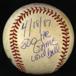 1987 (April 18) Mike Schmidt Philadelphia Phillies Single Signed ONL Feeney Three Rivers Stadium Game Used Ball (MEARS LOA/JSA) 500th Career Home Run Game