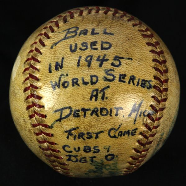 1945 (October 3) Detroit Tigers Chicago Cubs OAL Harridge Briggs Stadium World Series Game 1 Used Baseball (MEARS LOA)