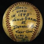 1945 (October 3) Detroit Tigers Chicago Cubs OAL Harridge Briggs Stadium World Series Game 1 Used Baseball (MEARS LOA)