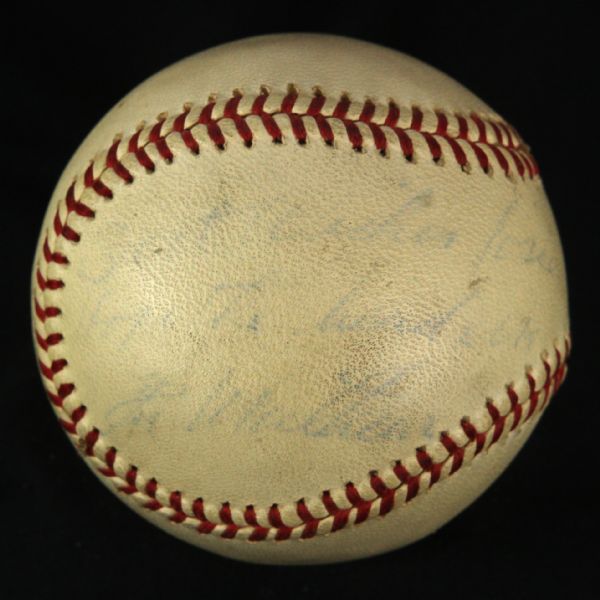 1958-62 Eddie Mathews Milwaukee Braves Single Signed ONL Giles Game Used Baseball (MEARS LOA/JSA)