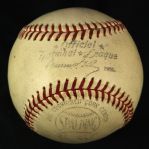1958-62 Eddie Mathews Milwaukee Braves Single Signed ONL Giles Game Used Baseball (MEARS LOA/JSA)