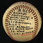 1956 (June 4) Vinegar Bend Mizell St. Louis Cardinals ONL Giles Busch Stadium Game Used Victory Baseball (MEARS LOA)