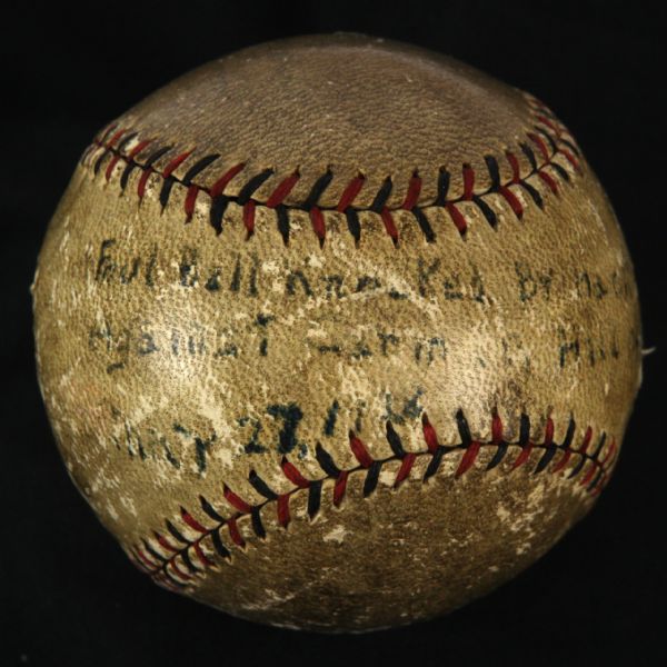 1928 (May 27) Hack Wilson Chicago Cubs ONL Heydler Wrigley Field Game Used Foul Baseball (MEARS LOA)