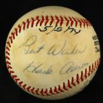 1974 (May 5) Hank Aaron Atlanta Braves Single Signed ONL Feeney Three Rivers Stadium Game Used Baseball (MEARS LOA/JSA)