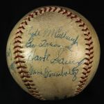 1953-54 Chicago Cubs Multi Signed ONL Giles Game Used Baseball w/ 8 Signatures Including Joe Garagiola, Hank Sauer & More (MEARS LOA/JSA)