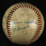 1953-54 Chicago Cubs Multi Signed ONL Giles Game Used Baseball w/ 8 Signatures Including Joe Garagiola, Hank Sauer & More (MEARS LOA/JSA)