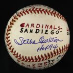 1971 (April 17) Steve Carlton St. Louis Cardinals Single Signed ONL Feeney San Diego Stadium Game Used Victory Baseball (MEARS LOA/JSA)