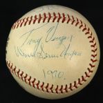 1970 Tony Venzon Umpire Single Signed ONL Feeney Riverfront Stadium World Series Game Used Baseball (MEARS LOA/JSA)