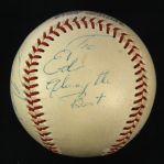 1970 Tony Venzon Umpire Single Signed ONL Feeney Riverfront Stadium World Series Game Used Baseball (MEARS LOA/JSA)