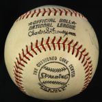 1970 Tony Venzon Umpire Single Signed ONL Feeney Riverfront Stadium World Series Game Used Baseball (MEARS LOA/JSA)
