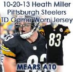 2013 (October 20) Heath Miller Pittsburgh Steelers Game Worn Home Jersey Vs. Ravens   (TD Pass Worn) MEARS A10 