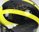 1997-2001 Michigan Wolverines Multi Signed Full Size Helmet & Champions of the West Leatherbound Book w/ 13 Total Signatures Including Gerald Ford, Desmond Howard, Dan Dierdorf & More (JSA)