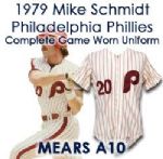 1979 Mike Schmidt Philadelphia Phillies Game Worn Home Uniform (MEARS A10)