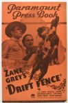 1936 Zane Greys Drift Fence 11" x 17" Paramount Press Book