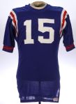 1960s (early) Sand Knit Blue Durene #15 Game Worn Football Jersey (MEARS LOA)