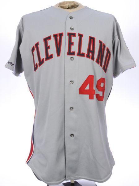 1991 Denis Boucher Cleveland Indians Game Worn Road Jersey (MEARS LOA)