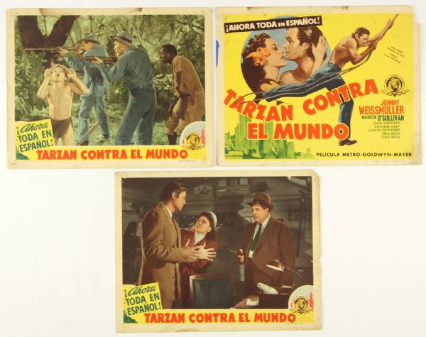 1942 Tarzan Contra El Mundo (New York Adventure) 11”x14” Mexican Lobby Card (3)