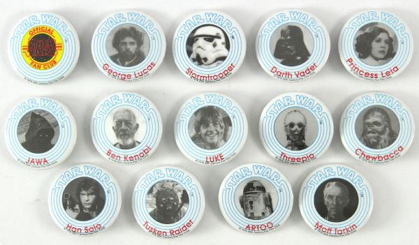 1978 Star Wars Fan Club 1.5” Pinback Button Complete Set