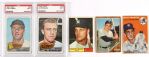 1954, 1961, 1962 Topps Card Lot (5) & 1965 Topps PSA Graded Cards