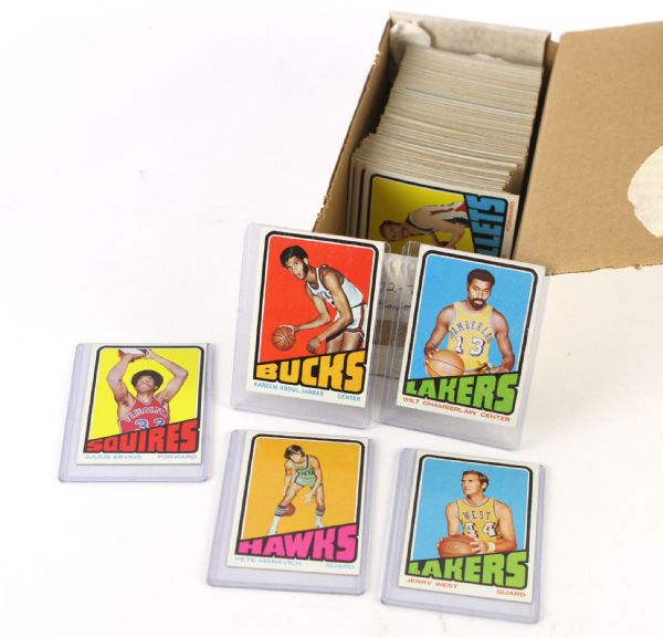 1972-73 Topps Basketball Cards Complete Set - Set of 264 w/ Julius Erving, Pete Maravich, Phil Jackson & More
