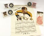 1970s-90s Hockey Memorabilia Collection - Lot of 5 w/ Jaromir Jagr Signed Puck, Bobby Orr Calendar & More