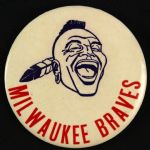 1957-65 Laughing Indian W/ Red Marquee Lettering Milwaukee Braves 3 ½” Celluloid Pinback Button (Paul Muchinsky Collection) 